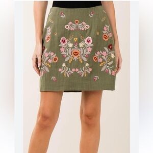 NWT-Entro Embroidered Linen Skirt